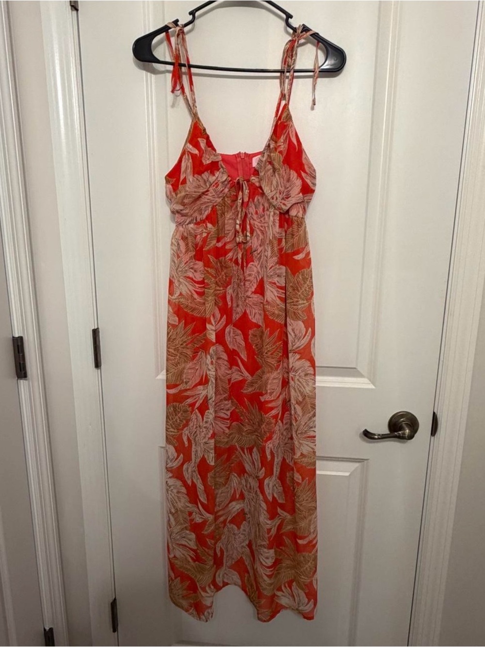 Pink Lily Tropical Print Maxi Dress with Tie Straps